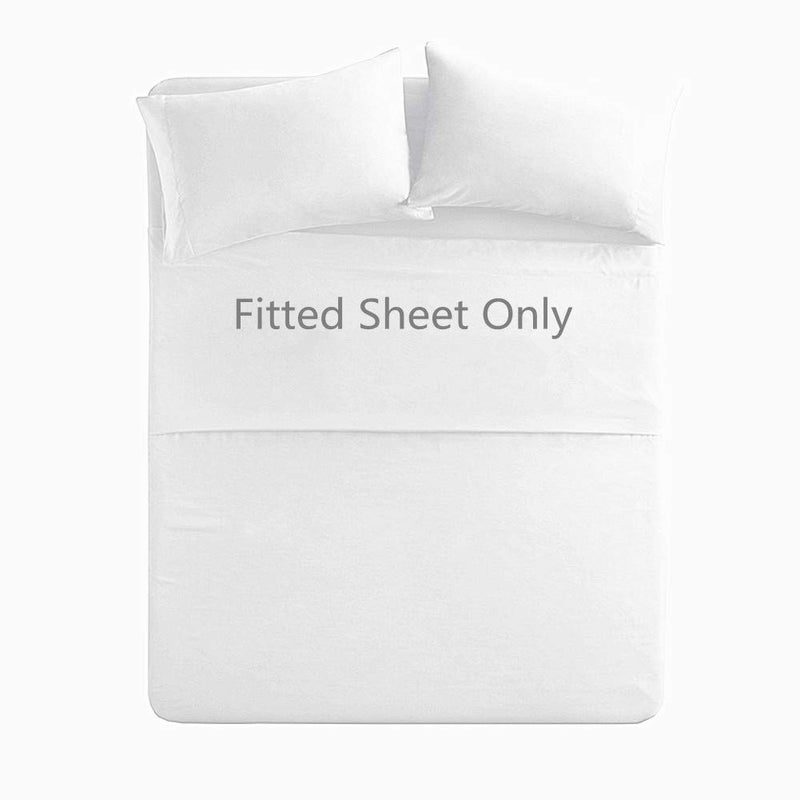 Meicotton Bedding Queen Size Premium Cotton Fitted Sheet Only - 300 Thread Count Pure Natural Cotton Fabric - 15" Deep Pocket,Breathable,Ultra Soft & Silky (Queen,White) - Image 1